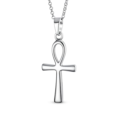 Bling Jewelry Unisex Großer Religiöser Schlüssel Zum Leben Ägyptischer Ankh-Kreuz-Anhänger Halskette Für Frauen Männer Jugendliche Poliertes .925 Sterling Silber von Bling Jewelry