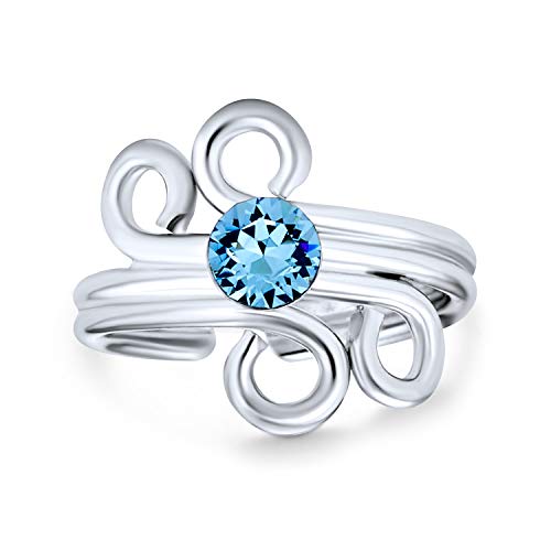 Aqua Blue Crystal Swirl Spirale Draht Knorpel Ohr Manschette Wrap Helix Ohrring Für Frauen .925 Sterling Silber von Bling Jewelry