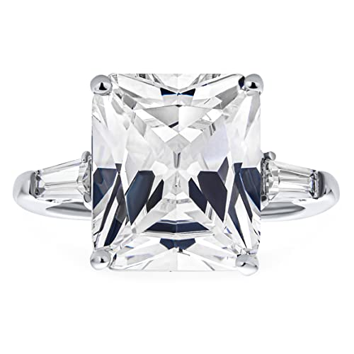 Art Deco-Stil .925 Sterling Silber Große 10Ct Quadrat Prinzessin Aaa Cz Kubischer Zirkon Im Brillantschliff Aussage Verlobungsring Baguette Seitensteinen von Bling Jewelry