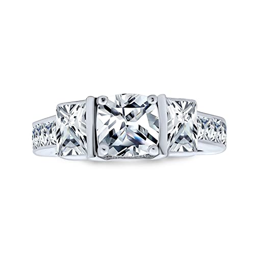 Art Deco Stil 3Ct Aaa Cz Drei Stein Vergangenheit Gegenwart Zukunft Kubischer Zirkonia Versprechen Rechteck Quadrat Brillant Princess Cut Verlobungsring Für Frauen .925 Sterlingsilber Anpassbar von Bling Jewelry