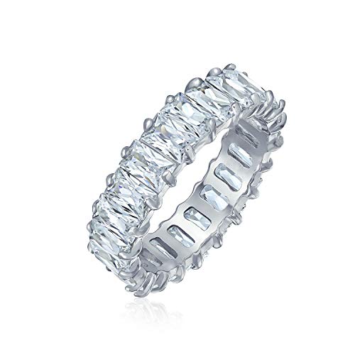 Art Deco Stil AAA CZ Smaragdschliff Zirkonia Ewigkeit Baguette Jubiläum Ehering Ring für Frauen .925 Sterling Silber 4MM von Bling Jewelry