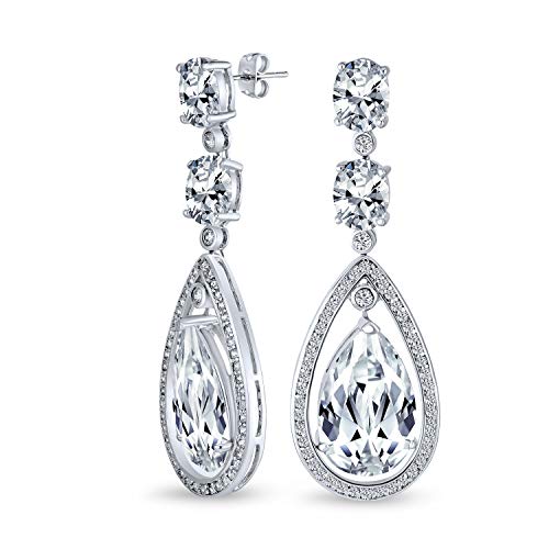 Art Deco Stil Hochzeit Klar Aaa Kubischer Zirkonia Halo Große Träne CZ Erklärung Baumeln Kronleuchter Ohrringe Für Frauen Brautparty Versilbert Art Deco Stil Hochzeit Klar Aaa Kubischer Zirkonia Halo Große Träne CZ Erklärung Baumeln Kronleuchter Ohrringe Für Frauen Brautparty Versilbert von Bling Jewelry