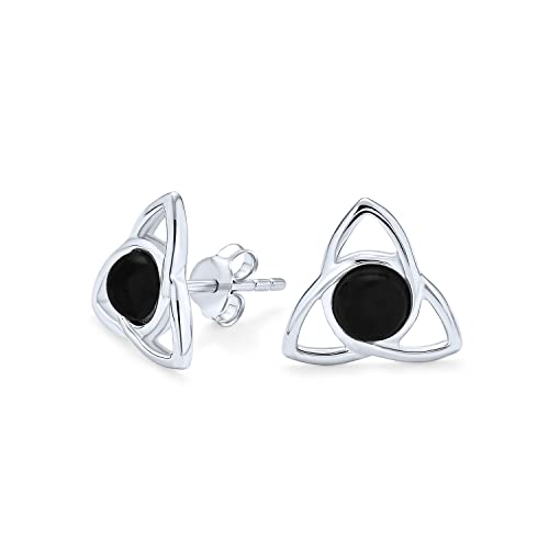 Bff Irish Triquetra Himmlisch Trinity Liebe Knot Black Onyx Edelstein Ohrstecker Für Frauen Teen .925 Sterling Silber Poliert Finish (13Mm) von Bling Jewelry