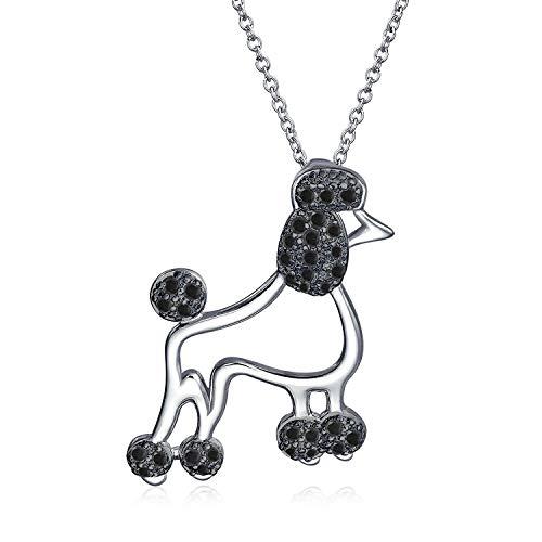 Bling Jewelry BFF Pave Cubic Zirconia Black Cz Proud Puppy Pet Dog Elegant Boy Girl Pudel Anhänger Halskette Für Frauen Für Teen .925 Sterling Silber von Bling Jewelry