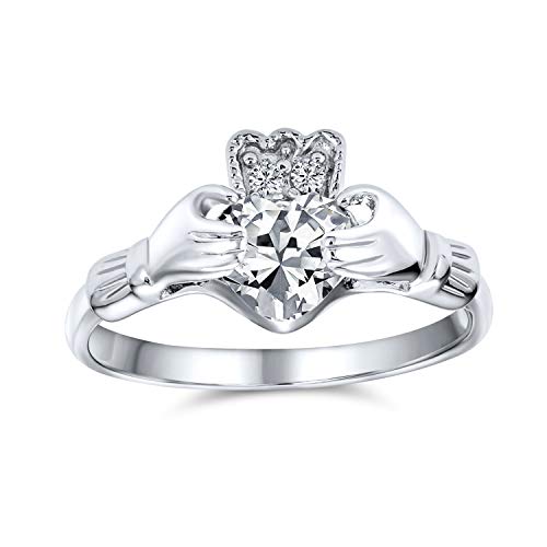 Bff Himmlisch Irish Friendship Abschlussballise Clear Aaa Cubic Zirconia Hände & Herz Claddagh Ring Für Frauen Teens .925 Sterling Silber von Bling Jewelry