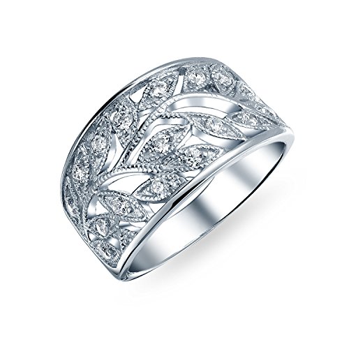 Bail Filgree Vine Scroll .925 Sterling Silber Open Swirl Leaf Herz Wide Band Ring für Frauen Teenager 8 MM von Bling Jewelry