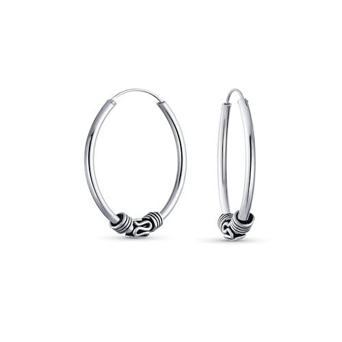 Bali Stil Tribal Swirl Endlos Kleine Runde Ohrringe Oxidiert .925 Sterling Silber 1 Zoll Durchmesser von Bling Jewelry