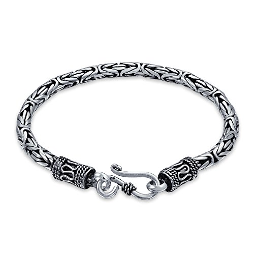 Bling Jewelry Bali Byzantinische Kette Gliederarmband Auge Und Haken Antikisiert 925 Sterlingsilber Für Frauen Männer Teenager Handgefertigt Hergestellt In Thailand 9 Inch von Bling Jewelry