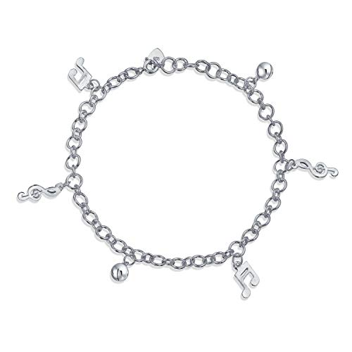 Baumelnde Glocken Notenschlüssel Musiknoten Charm Fußkettchen Knöchelarmband Charm Armband Für Musikerinnen Frauen Teenager Lehrerinnen Studentinnen .925 Sterlingsilber von Bling Jewelry