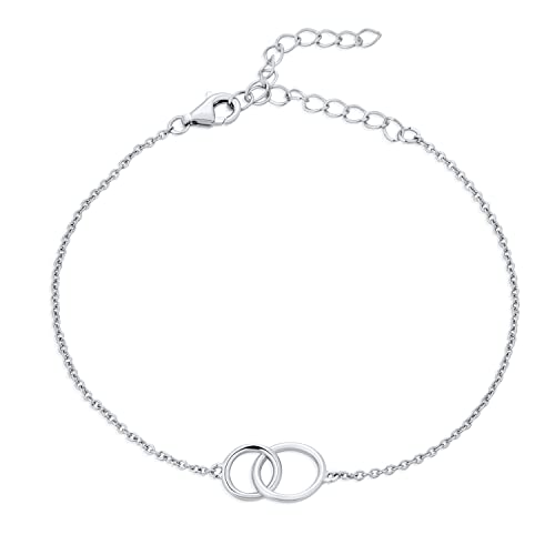 Bff Ewige Freundschaft Doppelte Unendlichkeit Liebe Zwei Ineinandergreifende Mini Ewigkeitsring Kreise Armbänder Für Frauen Mutter Tochter Paare .925 Sterlingsilber Kleines Handgelenk 6, 7" von Bling Jewelry