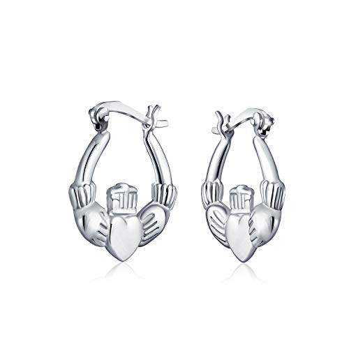 Bff Liebe Leichtweight Heart Himmlisch Irish Friendship Claddagh Hoop Earrings For Freundin For Teen .925 Sterling Silver .5 Inch Diameter von Bling Jewelry