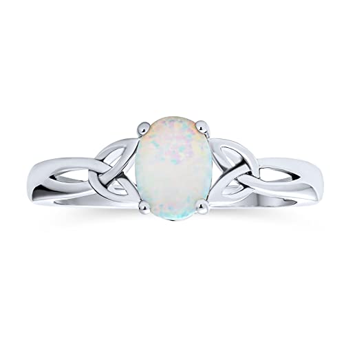 Bling Jewelry Personalisieren Sie Dainty Bff Triquetra Keltischen Liebesknoten Oval Weiß Erstellt Opal Ring Versprechen Für Jugendlich Für Frauen .925 Sterlingsilber Anpassbar von Bling Jewelry