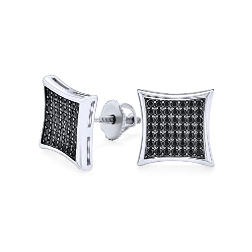 Schwarzer Square Kite Shaped Cz Micro Pave Cubic Zirconia Ohrstecker Für Frauen Für .925 Silber Schraube Zurück 12Mm von Bling Jewelry