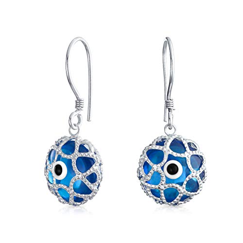 Blaues Nazar Böses Auge Rund Filigran Spiritueller Schutz Tropfen Ohrringe Für Frauen Teen Murano Glas .925 Sterling Silber von Bling Jewelry