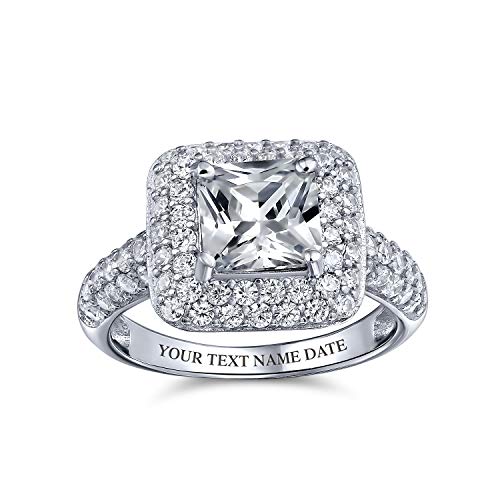 Bling Jewelry 3CT AAA CZ Cubic Zirconia Halo Solitaire Square Radiant Cushion Cut Verlobungsring Für Frauen .925 Sterlingsilber 1MM Dünnes Band von Bling Jewelry