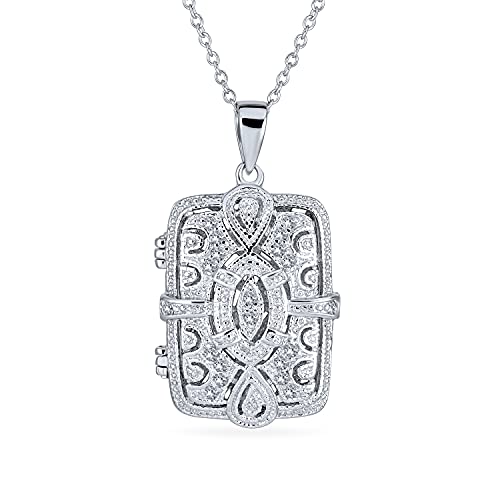 Bling Jewelry Traditionelle Filigrane Unendlichkeit Rechteck Ätherisches Öl Parfüm Diffusor Viktorianischen Vintage Stil Medaillon Anhänger Halskette Für Frauen .925 Sterlingsilber von Bling Jewelry