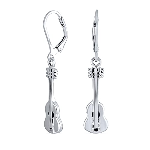 Musiker Akustikgitarre Rockstar Musikliebhaber Instrument Hebel Zurück Baumeln Ohrringe Für Frauen Jugendliche .925 Sterling Silber von Bling Jewelry