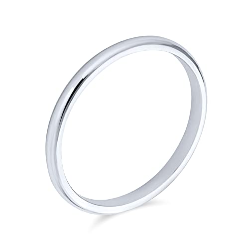 Unisex Einfacher Minimalistischer Dünner Stapelbarer .925 Sterling Silber Ehering Für Frauen Männer 2MM von Bling Jewelry