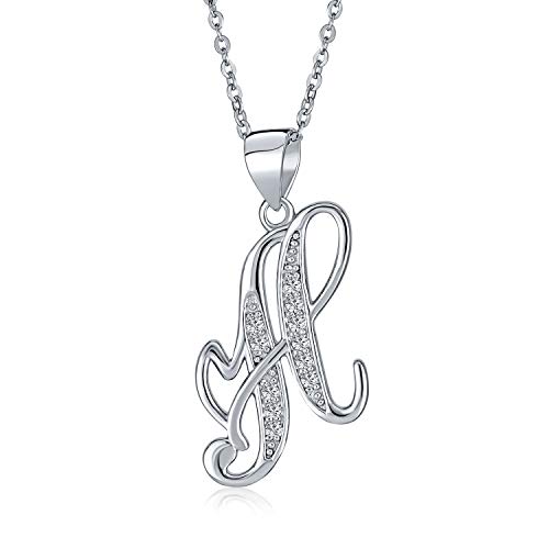 Bling Jewelry Abc Zirkonia Pave CZ Kursivbuchstabe Alphabet Anfang H Anhänger Halskette Für Frauen Sterling Silber von Bling Jewelry