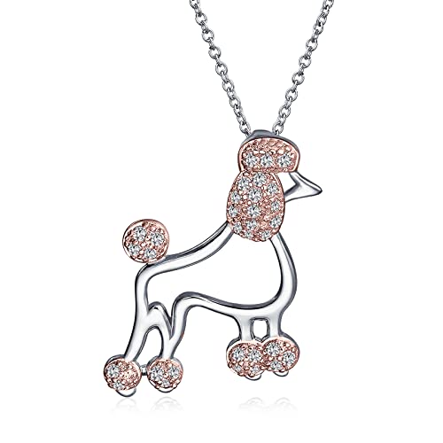 Bling Jewelry BFF Pave Cubic Zirconia Rosa Cz Proud Puppy Pet Dog Elegant Boy Girl Pudel Anhänger Halskette Für Frauen Für Teen .925 Sterling Silber von Bling Jewelry