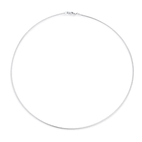 Bling Jewelry Basic Einfach Dünne Slider Omega Cubetto Kette Schlange Halsreif Flex Collar Halskette Für Frauen .925 Silber Sterling Add Anhänger 16""" von Bling Jewelry