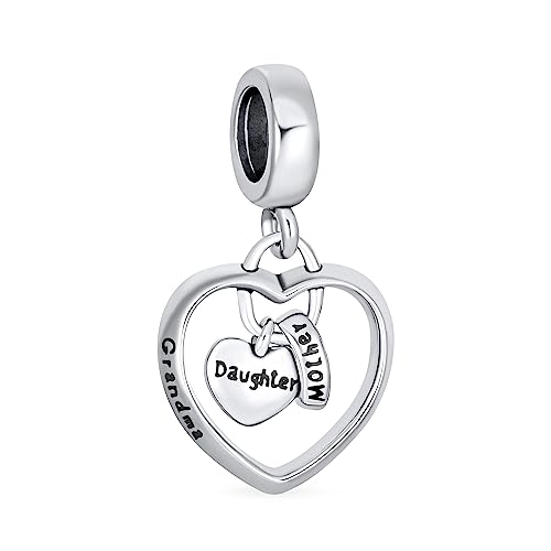 Bling Jewelry Bff Beste Freunde Trio Wort Oma Tochter Mutter Herzen Anhänger Perle Für Großmutter .925 Sterlingsilber Passt Europäisches Armband von Bling Jewelry