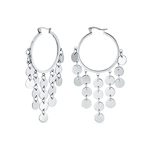 Bohemian Pailletten Scheibe Baumeln Kronleuchter Runde Hoop Kronleuchter Ohrringe Für Frauen Silber Ton Edelstahl 3Inch Bohemian Pailletten Scheibe Baumeln Kronleuchter Runde Hoop Kronleuchter Ohrringe Für Frauen Silber Ton Edelstahl 3Inch von Bling Jewelry