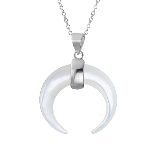 Bling Jewelry Boho Tribal Style Weiß Mop Mother Of Pearl Horn Italienischer Halbmond Anhänger Halskette Westlicher Schmuck Für Frauen Und Teenager .925 Sterling Silber Bling Jewelry Boho Tribal Style Weiß Mop Mother Of Pearl Horn Italienischer Halbmond Anhänger Halskette Westlicher Schmuck Für Frauen Und Teenager .925 Sterling Silber von Bling Jewelry