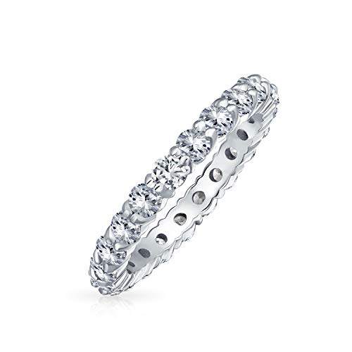Bling Jewelry Braut Zirkonia Stapelbarer AAA CZ Ewigkeit Dünner 3MM Jubiläums-Ehering für Frauen .925 Sterlingsilber von Bling Jewelry