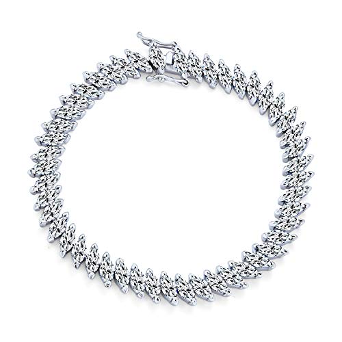 Bling Jewelry Traditionelle Braut Vintage Stil Cubic Zirkonia Marquise Form Aaa Cz 25 Ctw Alternating Clear Tennis Armband Für Frauen Hochzeit Versilbert 7" von Bling Jewelry