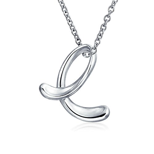Bling Jewelry Buchstabe E Cursive Alphabet Skript Initiale Anhänger Halskette Für Frauen .925 Sterling Silber 18 Zoll von Bling Jewelry