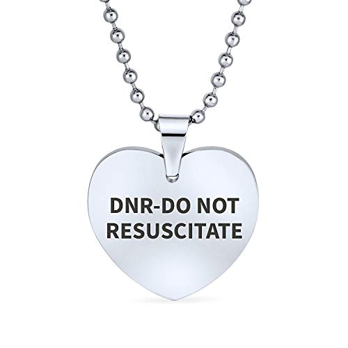 Bling Jewelry Dnr-Do Not Resuscitate Medical Alert Id Hund Herzform Tag Anhänger Halskette Für Frauen Edelstahl Brauch Gravur von Bling Jewelry