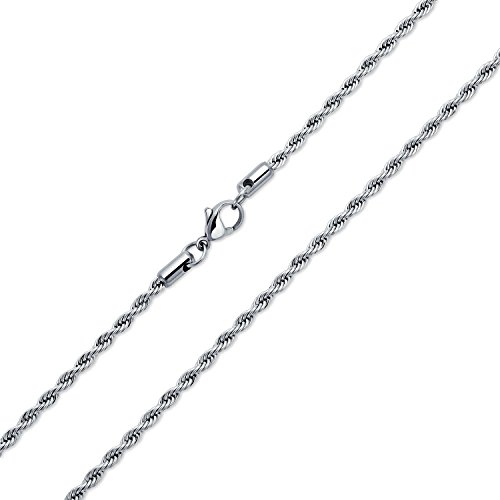 Bling Jewelry Unisex Klassisch Einfach Strong 3Mm 040 Gauge Strong Twist Cable Seil Chain Halskette Für Männer Silber Ton Edelstahl 18 Zoll von Bling Jewelry