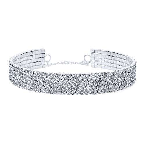 Bling Jewelry Einfache Klassische Formelle Feiertagsparty Funkelnde 5-reihige Strass Statement Braut Choker Halskette Für Frauen Abschlussball Hochzeit Abschlussball Verstellbar Bling Jewelry Einfache Klassische Formelle Feiertagsparty Funkelnde 5-reihige Strass Statement Braut Choker Halskette Für Frauen Abschlussball Hochzeit Abschlussball Verstellbar von Bling Jewelry