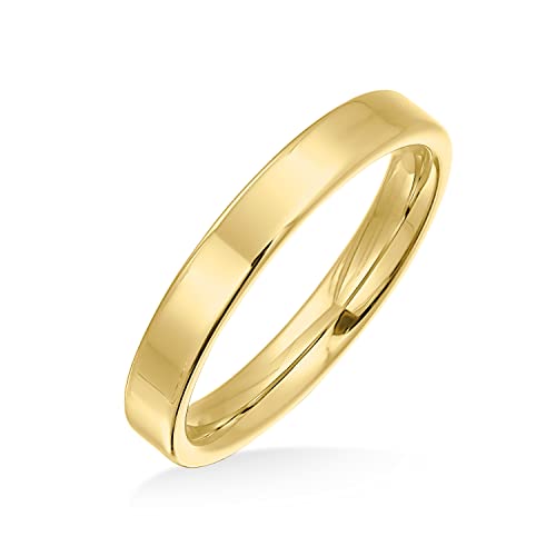 Bling Jewelry Einfache Dünne Zigarre Flache Paare Titan Eheringe Für Männer Für Frauen Poliert Gold-Ton Komfort Passform 3MM von Bling Jewelry