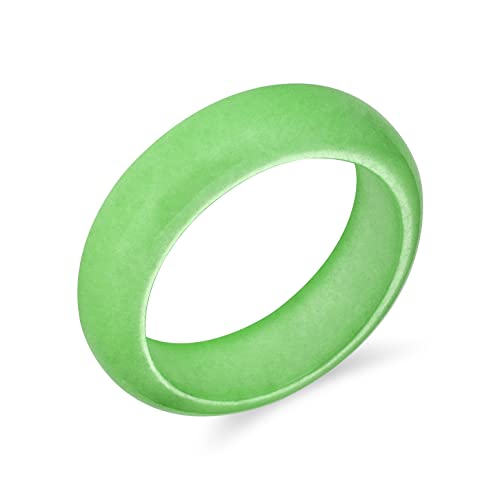 Bling Jewelry Einfacher Massiver Kuppel-Edelstein Eternity Stapelbarer Gefärbter Grüner Jade Band Ring Für Frauen Für Teenager August Birthstone von Bling Jewelry