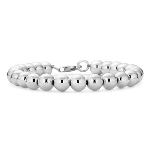 Bling Jewelry Traditionelle Einfache Schlichte Handgefertigte Polnische Runde Leichte .925 Sterling Silber Perlen 8MM Ball Strang Armband Für Frauen 8 Zoll von Bling Jewelry