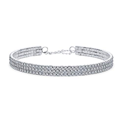 Bling Jewelry Einfache Klassische Formelle Feiertagsparty Funkelnde 3-Reihen-Strass Statement Braut Choker Halskette Für Frauen Abschlussball Hochzeit Abschlussball Verstellbar Bling Jewelry Einfache Klassische Formelle Feiertagsparty Funkelnde 3-Reihen-Strass Statement Braut Choker Halskette Für Frauen Abschlussball Hochzeit Abschlussball Verstellbar von Bling Jewelry