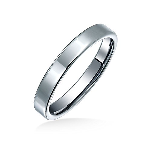 Bling Jewelry Schlichte Einfache Dünne Zigarre Flache Paare Titanium Hochzeit Band Ringe Für Männer Für Frauen Poliert Silberton Komfort Fit 3Mm von Bling Jewelry