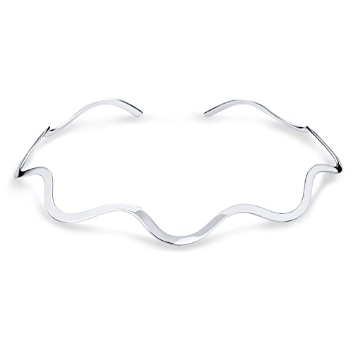 Einfachen Feinen Choker Welle Zig Zag Geometrische Kragen Aussage Halskette Für Frauen .925 Silber Sterling von Bling Jewelry