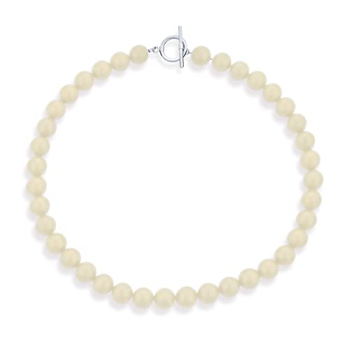 Bling Jewelry Einfaches Glattes Westliches Schmuck Klassisch Sand Leicht Perlen Jaspis Runde 10MM Perlenstrang Halskette Für Frauen Teenager Versilberter Knebelverschluss 19 Zoll von Bling Jewelry