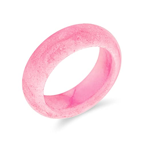 Bling Jewelry Einfacher Massiver Kuppel-Edelstein Eternity Stapelbarer Gefärbter Rosafarbener Jade-Ring Für Frauen Für Teenager August Geburtsstein von Bling Jewelry