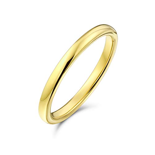 Bling Jewelry Einfacher minimalistischer dünner stapelbarer Kuppel-Paarring aus Titan, polierter 14K vergoldeter Ring für Männer und Frauen 2MM von Bling Jewelry