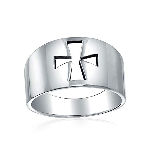 Bling Jewelry Einfacher Religiöser Heiliger Johannes Christlicher Breiter Ausschnitt Kreuz Siegelring Für Frauen Teenager Männer .925 Sterlingsilber Glänzend Poliert von Bling Jewelry