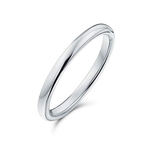 Bling Jewelry Einfacher minimalistischer dünner stapelbarer Kuppel-Paarring aus Titan für Männer und Frauen, polierter Silberton 2MM von Bling Jewelry