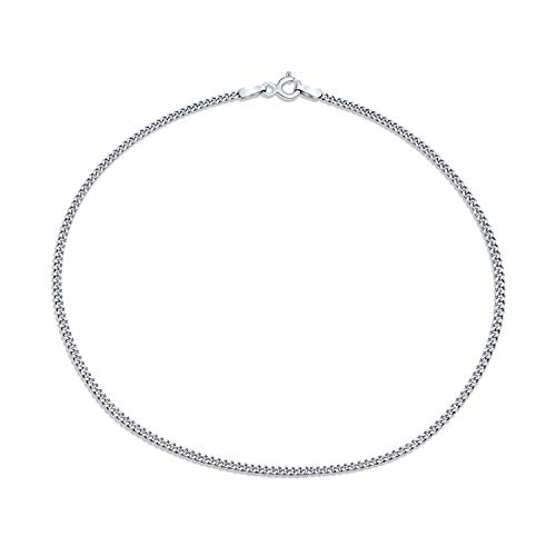 Bling Jewelry Einfache Starke Schlichte Kubanische Panzerkette Fußkettchen Knöchelarmband Für Frauen Teenager .925 Sterlingsilber 10 Zoll Hergestellt In Italien von Bling Jewelry