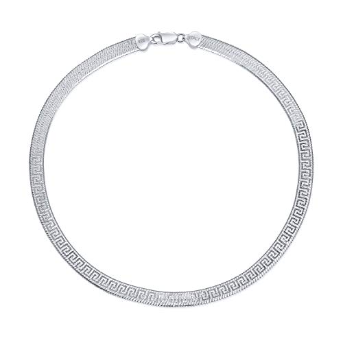 Fischgrätenmuster Wendbar Flaches Griechisches Schlüssel Design Flexibles Starkes Armband Für Frauen Kette .925 Sterling Silber Hergestellt In Italien von Bling Jewelry