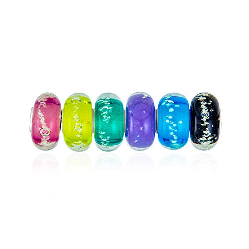 Gemischtes Set Von Bundle .925 Sterlingsilber Kern Durchscheinend Multi Farben Glow In The Dark Murano Glas Strudel Charm Bead Spacer Fits European Armband Für Frauen Jugendlich Gemischtes Set Von Bundle .925 Sterlingsilber Kern Durchscheinend Multi Farben Glow In The Dark Murano Glas Strudel Charm Bead Spacer Fits European Armband Für Frauen Jugendlich von Bling Jewelry