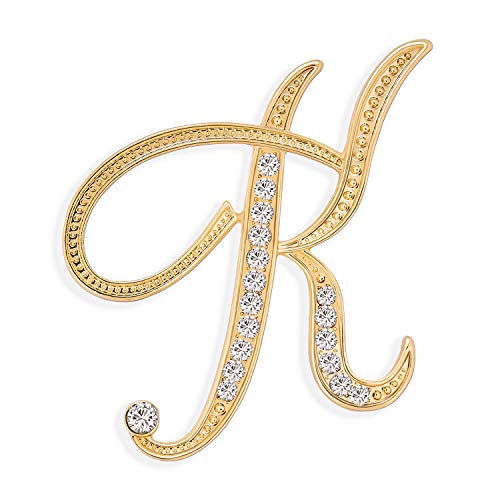 Großes Statement Abc Pave Crystal Cursive Schrift Monogramm Buchstaben Alphabet Initialee K Schal Anstecknadel Brosche Für Frauen Gelbgold Plattiert von Bling Jewelry