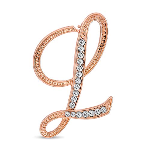 Großes Statement Abc Pave Crystal Cursive Script Monogramm Buchstaben Alphabet Initiale L Schal Revers Pin Brosche Für Frauen Rose Vergoldet von Bling Jewelry